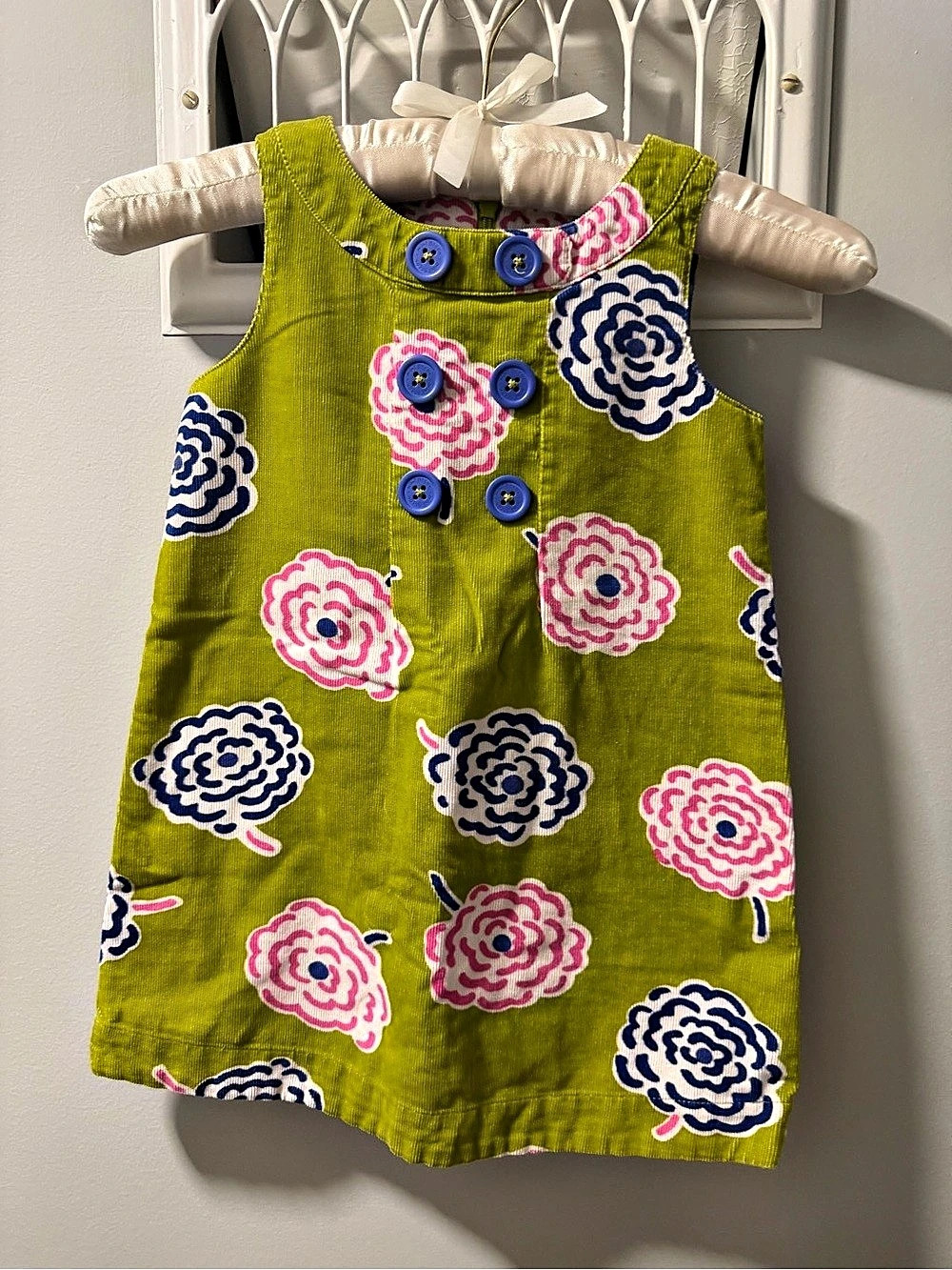 NWOT mini boden Floral Corduroy Dress Girls 3-4Y